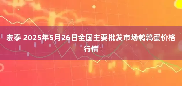 宏泰 2025年5月26日全国主要批发市场鹌鹑蛋价格行情