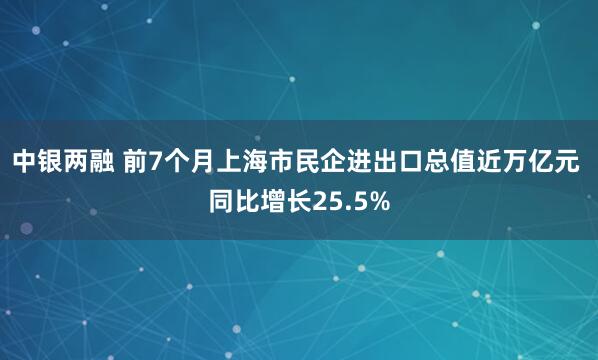 中银两融 前7个月上海市民企进出口总值近万亿元 同比增长25.5%
